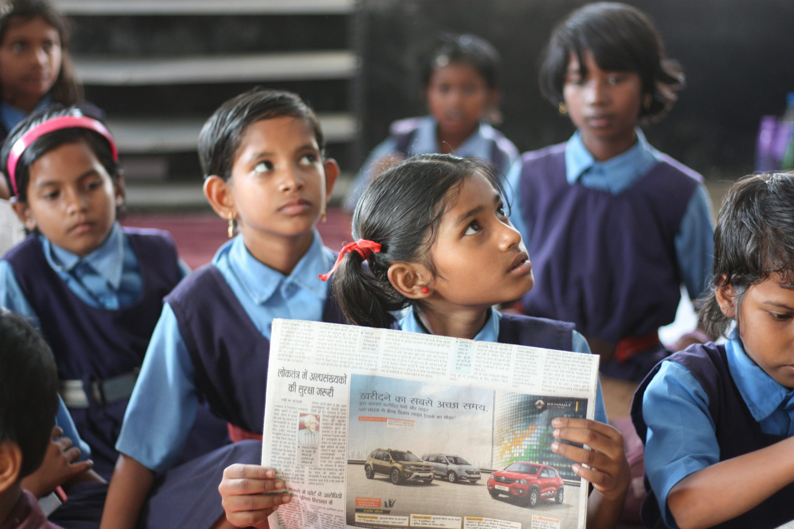 Indian school children sitting in a classroom, part of NEP 2020's foundational stage